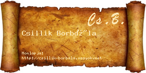 Csillik Borbála névjegykártya